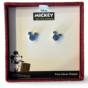 Disney Mickey Mouse Silver Earrings with Blue Accents